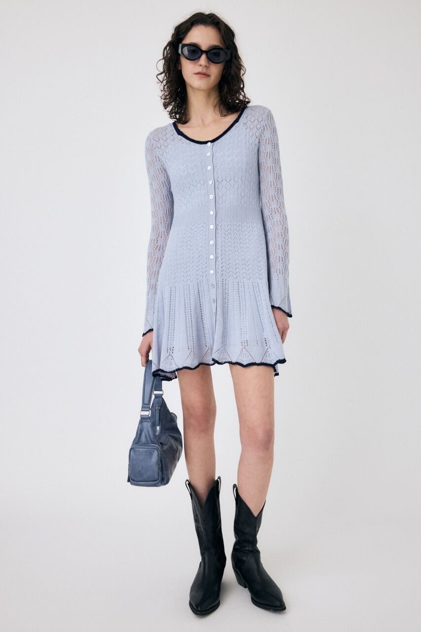 MOUSSY「EYELET LACE KNIT ミニドレス」|ワンピース|