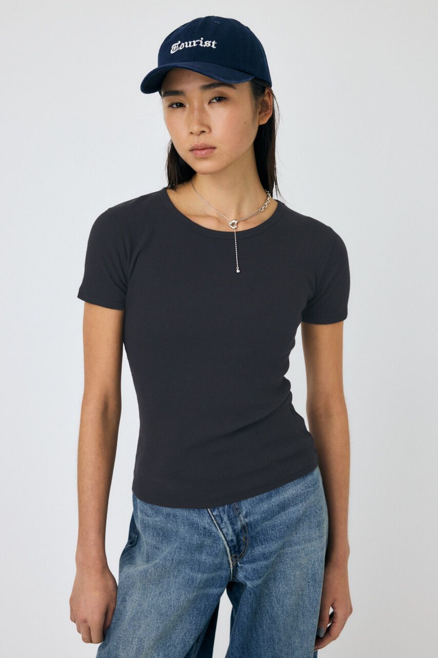 MOUSSY「BASIC RIB TEE」|Tシャツ・カットソー|L/BLK1