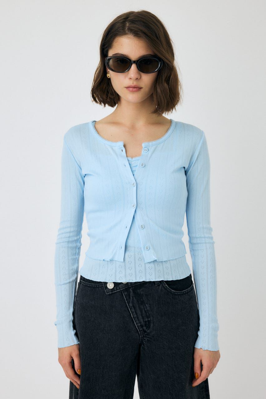 MOUSSY「EYELET U-NECK カーデ & キャミ」|Tシャツ・カットソー|