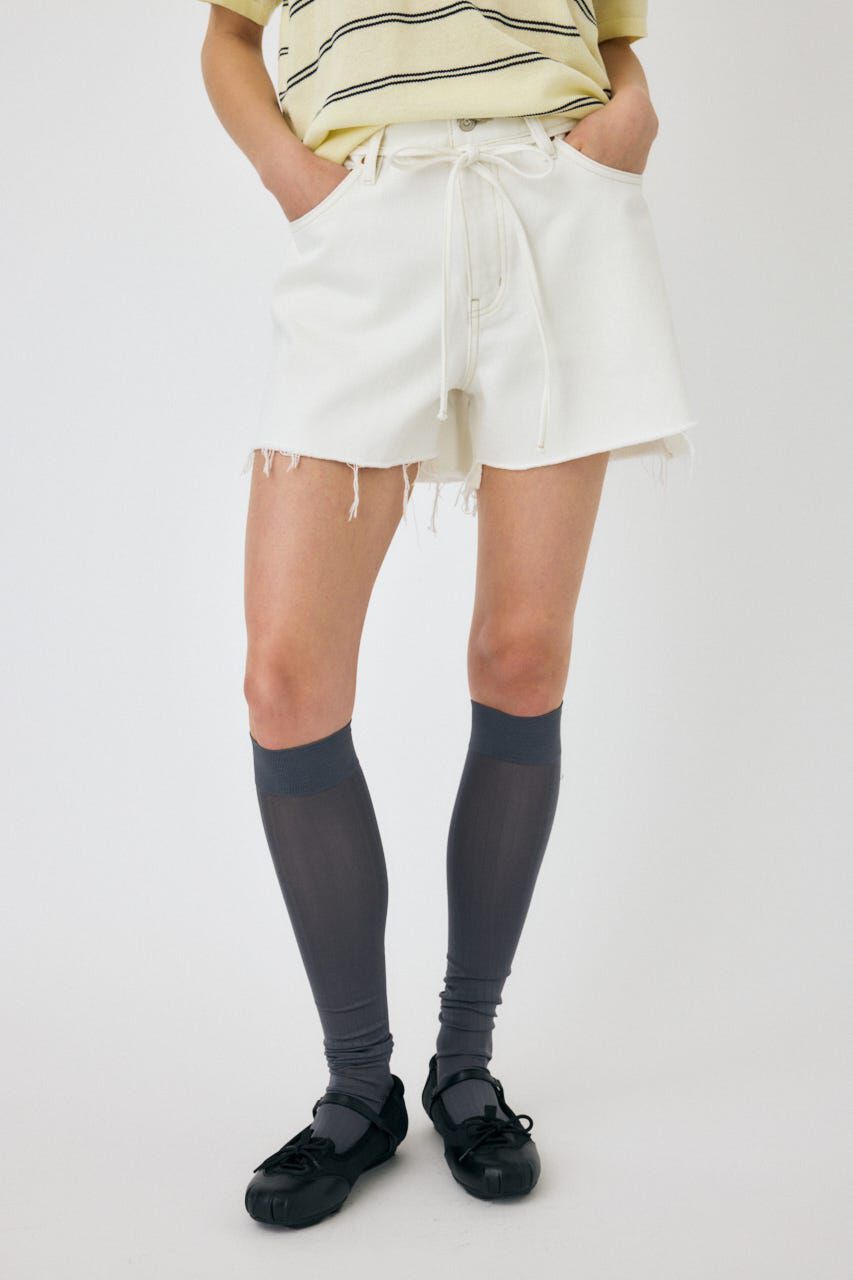 MOUSSY「WIDE DENIM ショーツ」|デニム|O/WHT1