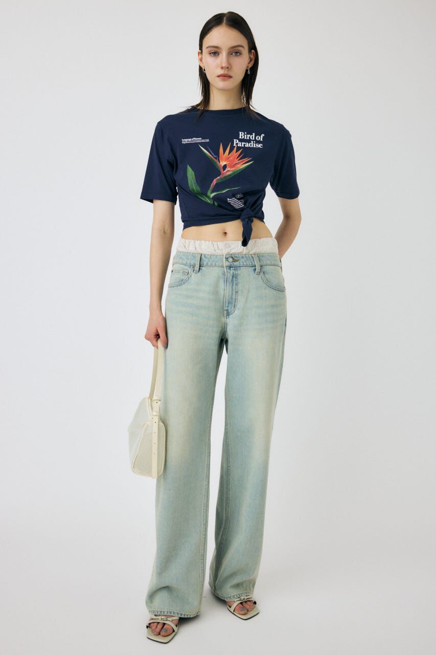 MOUSSY「ASYMMETRY フラワー TEE」|Tシャツ・カットソー|