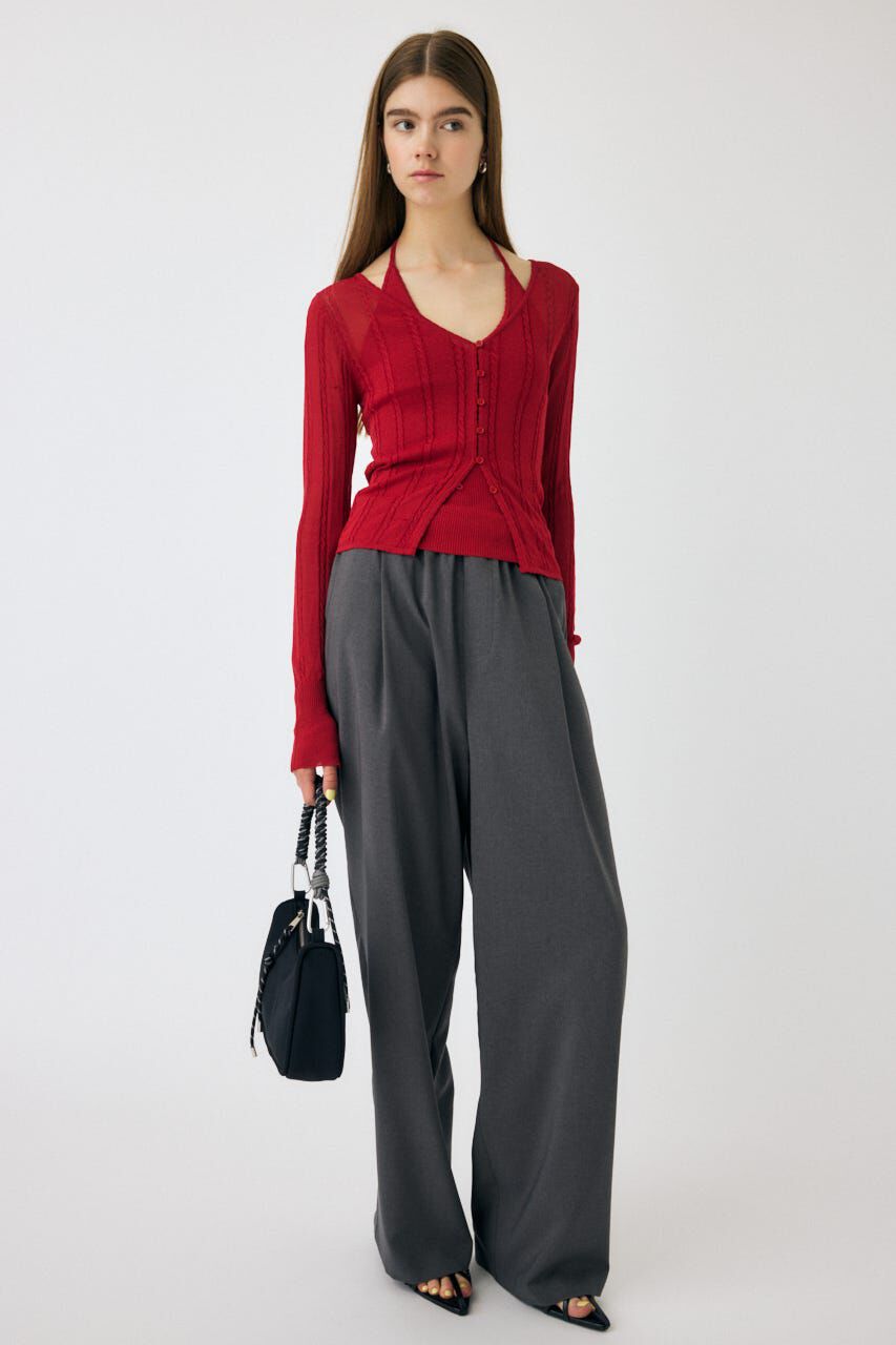 MOUSSY「SHEER CABLE カーディガン」|カーディガン|