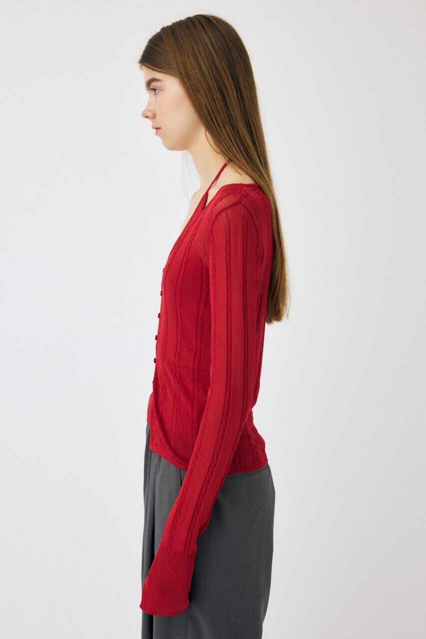 MOUSSY「SHEER CABLE カーディガン」|カーディガン|