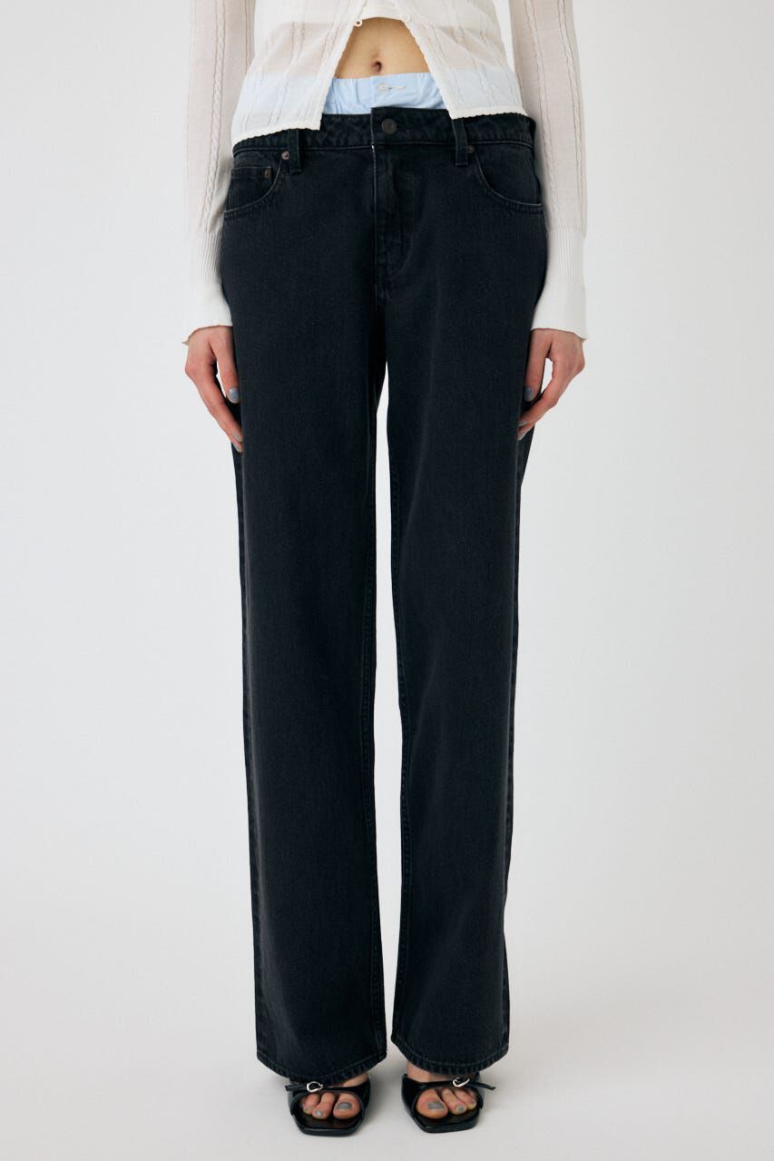 MOUSSY「BOXER LAYERED STRAIGHT デニム」|デニム|BLK