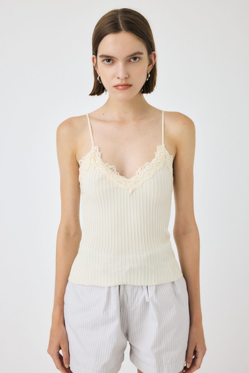 MOUSSY「LACE TRIM RIB キャミソール」|キャミソール|