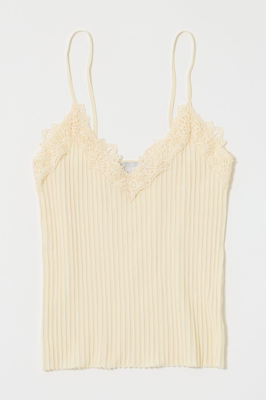 MOUSSY「LACE TRIM RIB キャミソール」|キャミソール|