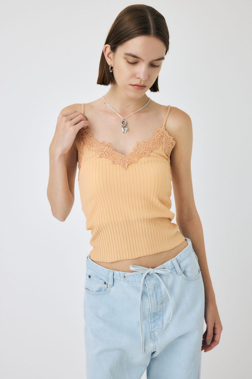 MOUSSY「LACE TRIM RIB キャミソール」|キャミソール|