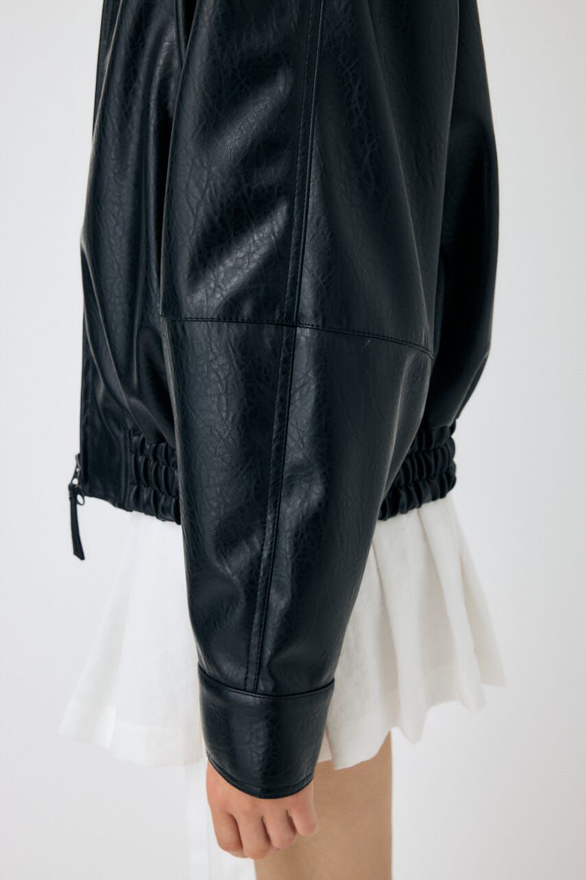 MOUSSY「F/LEATHER GATHER ブルゾン」|ブルゾン・スタジャン|