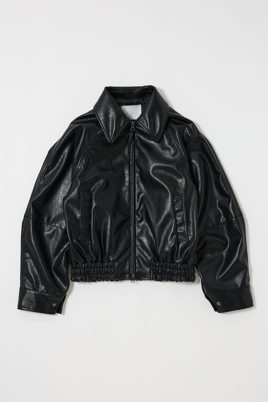 MOUSSY「F/LEATHER GATHER ブルゾン」|ブルゾン・スタジャン|