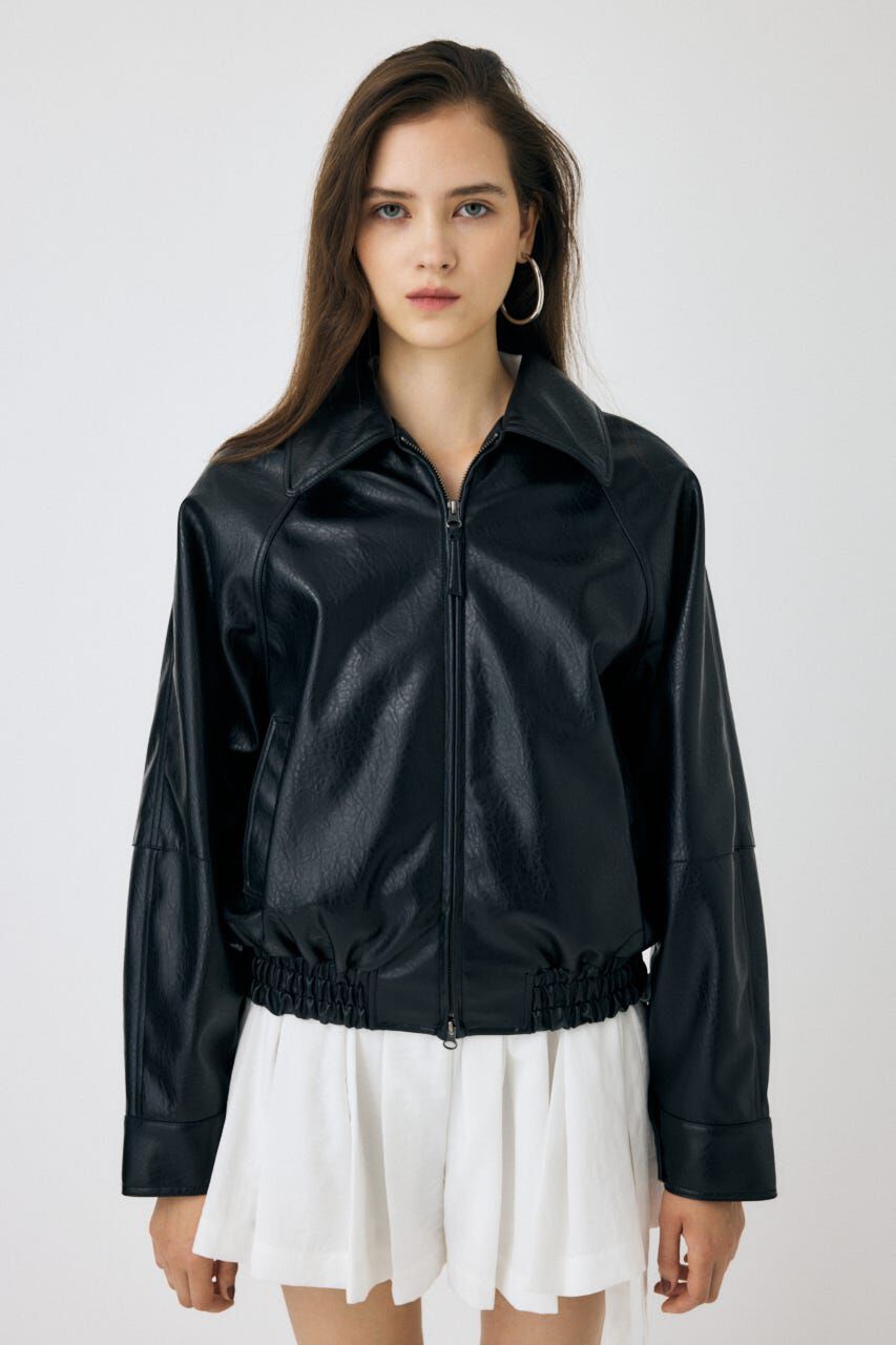 MOUSSY「F/LEATHER GATHER ブルゾン」|ブルゾン・スタジャン|
