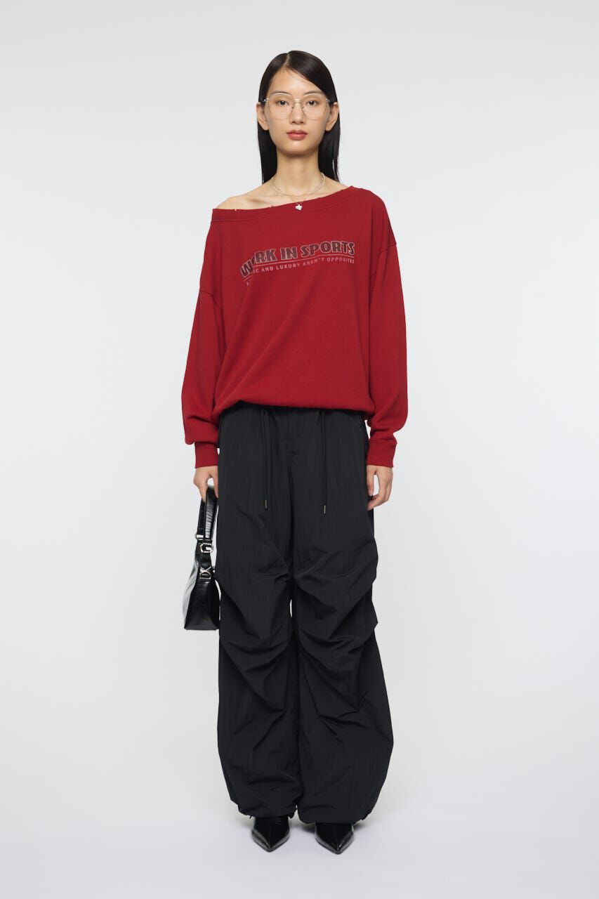 MOUSSY「OFF SHOULDER LOGO SWEAT プルオーバー」|パーカー|