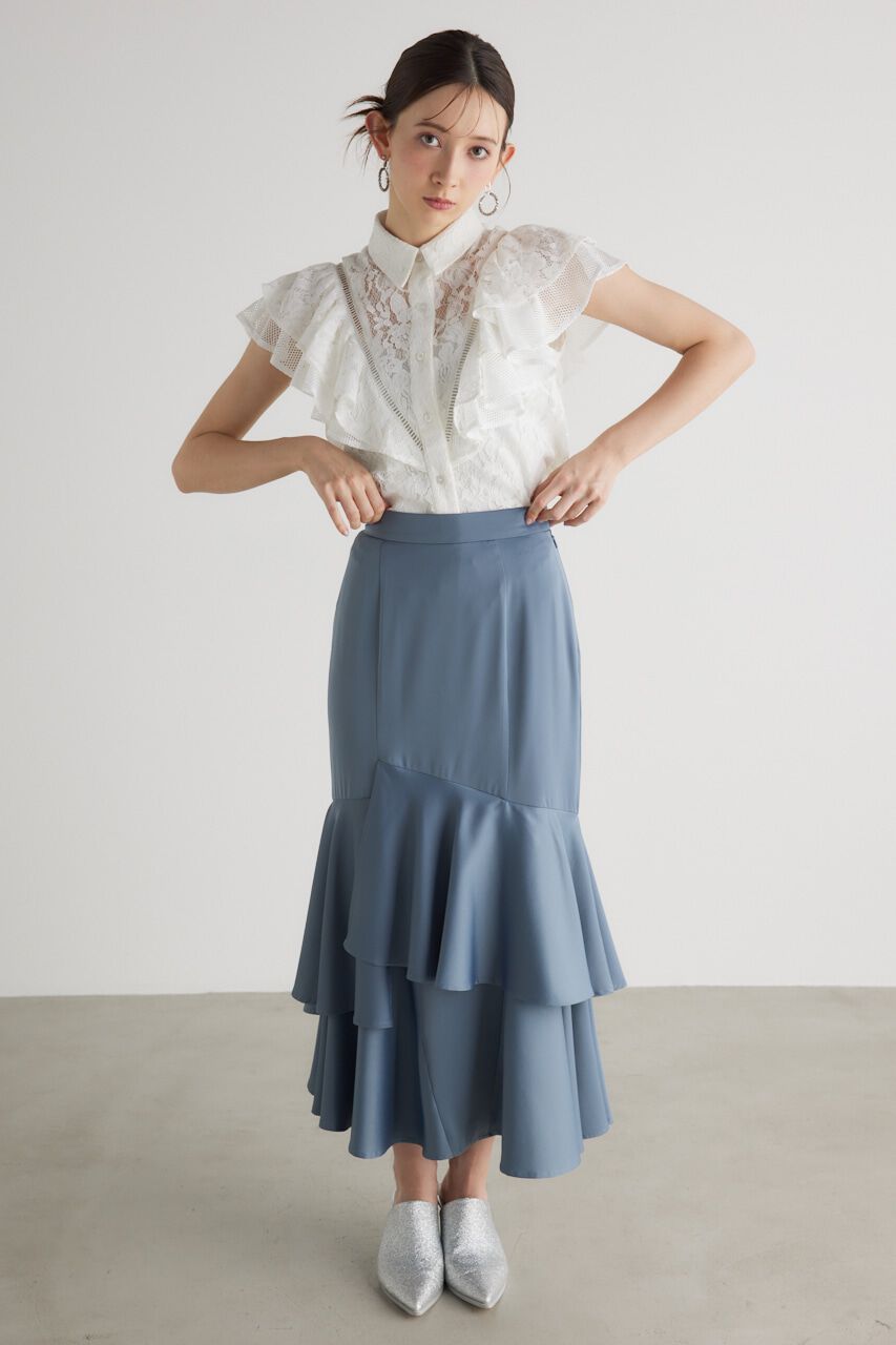 rienda「アシンメトリーレイヤードJ/WマーメイドSK」|スカート|BLU