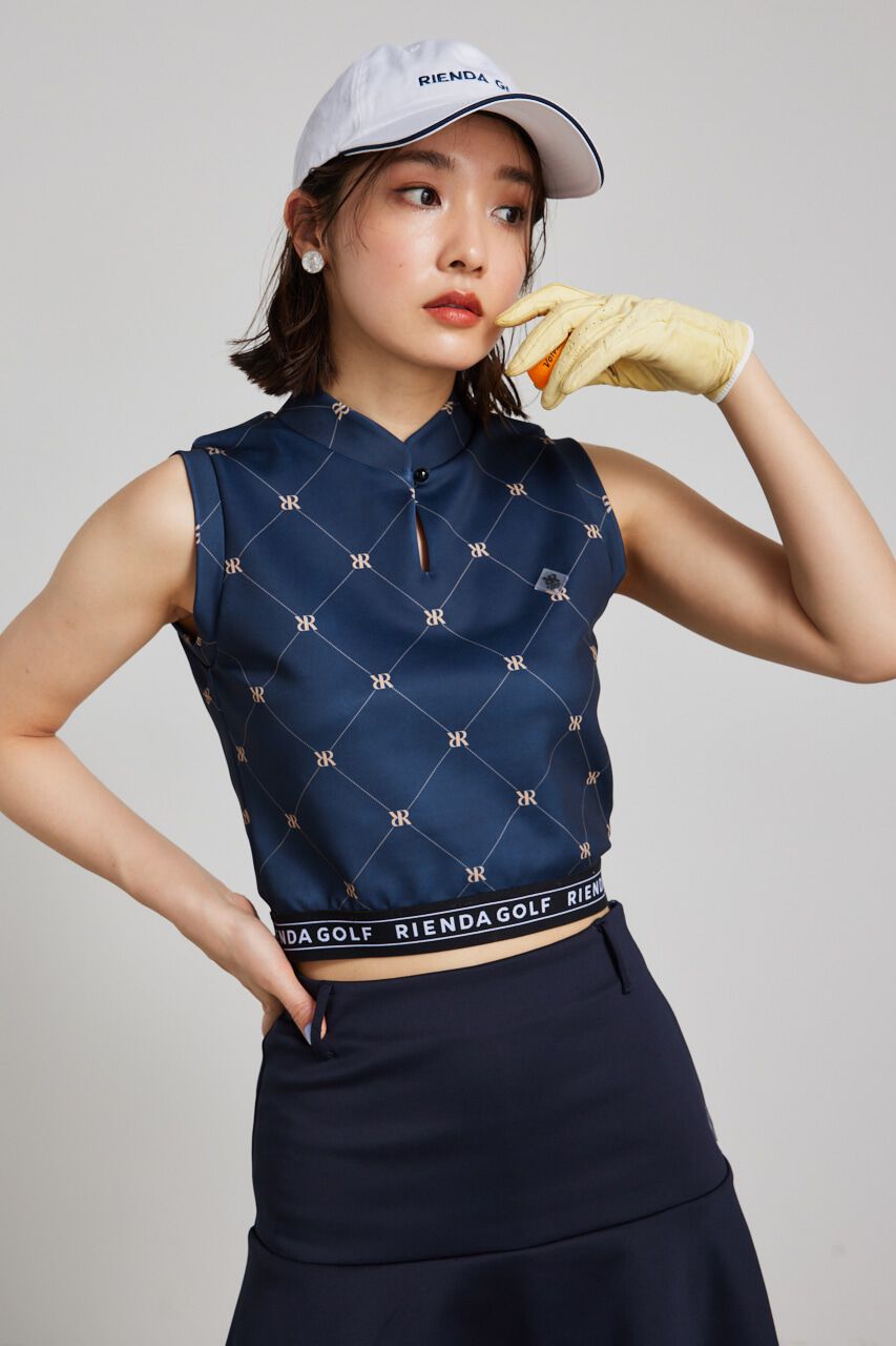 rienda「モックネックロゴノースリTOP」|タンクトップ|