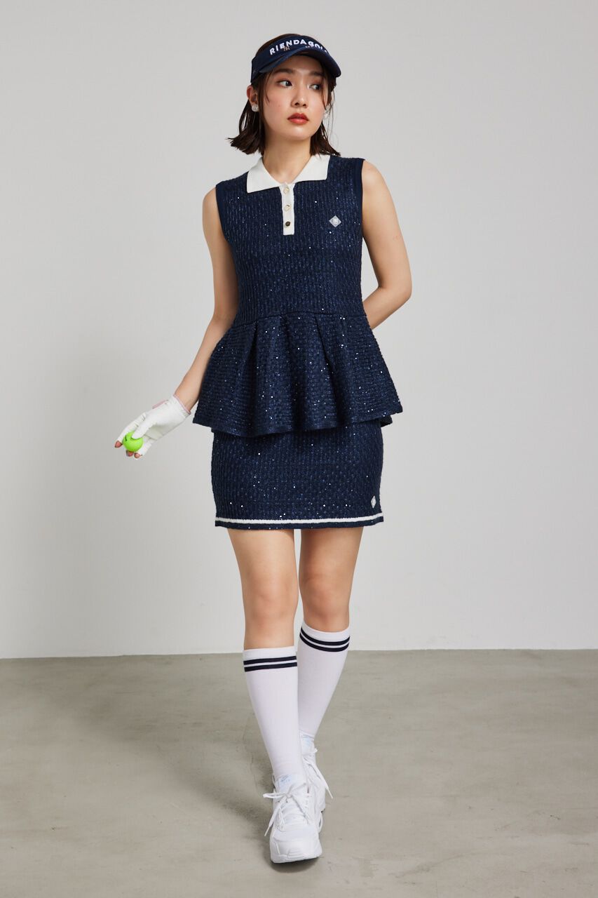 rienda「シャイニーツイードペプラムニットTOP」|ニット・セーター|