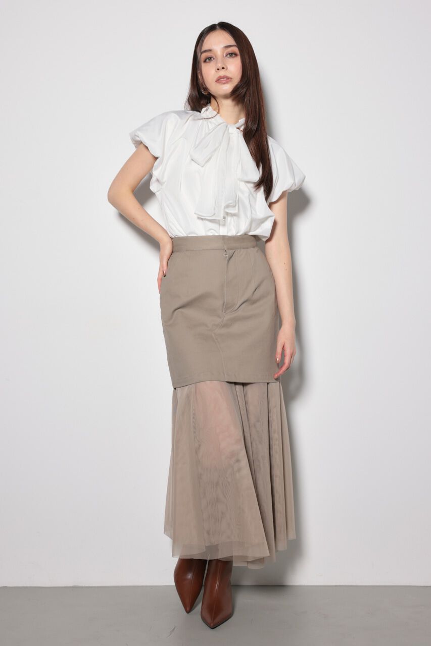 rienda「リバーシブルチュールジャストウエストスカート」|スカート|BEG