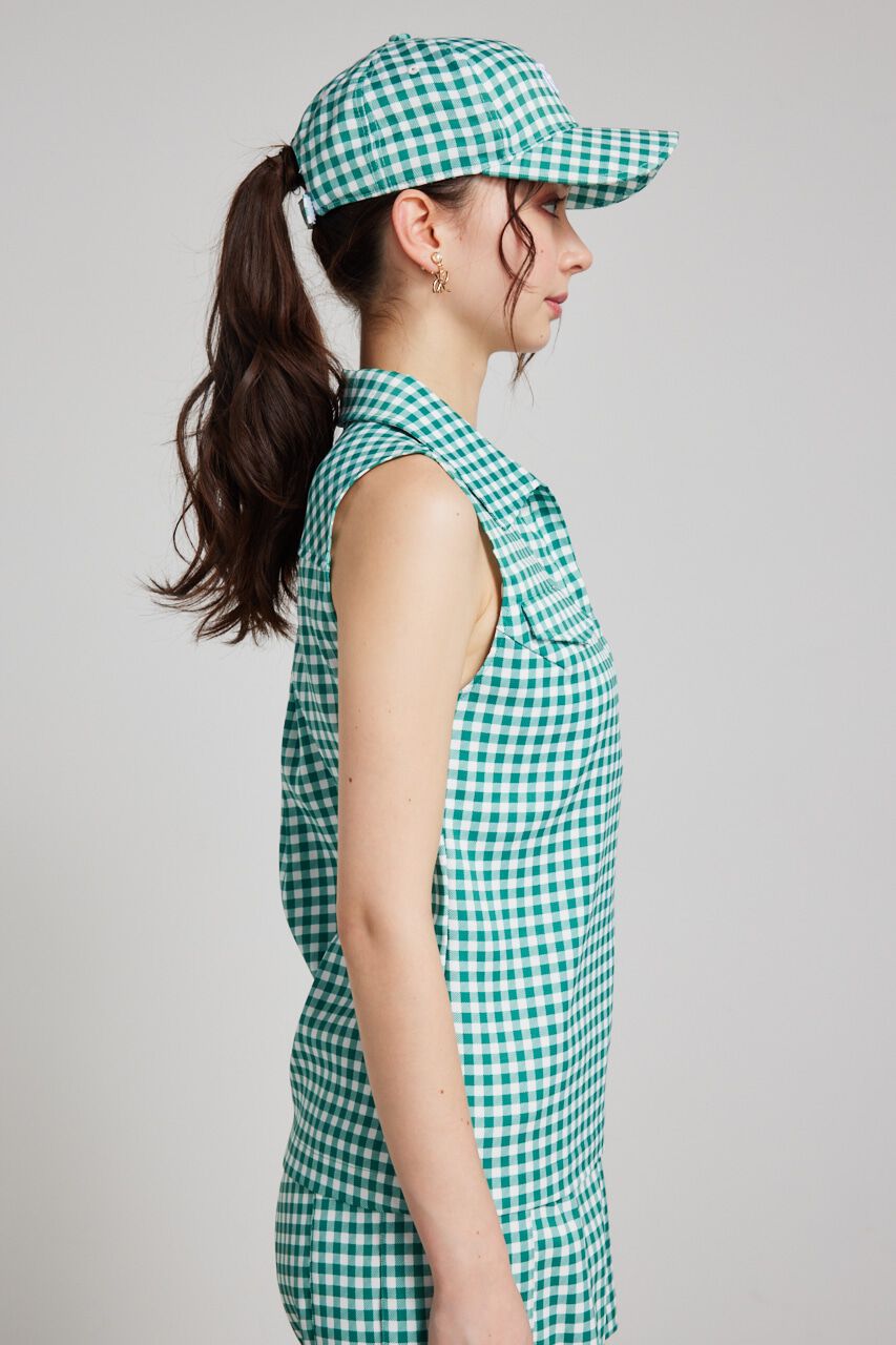 rienda「ギンガムチェックノースリTOP」|タンクトップ|