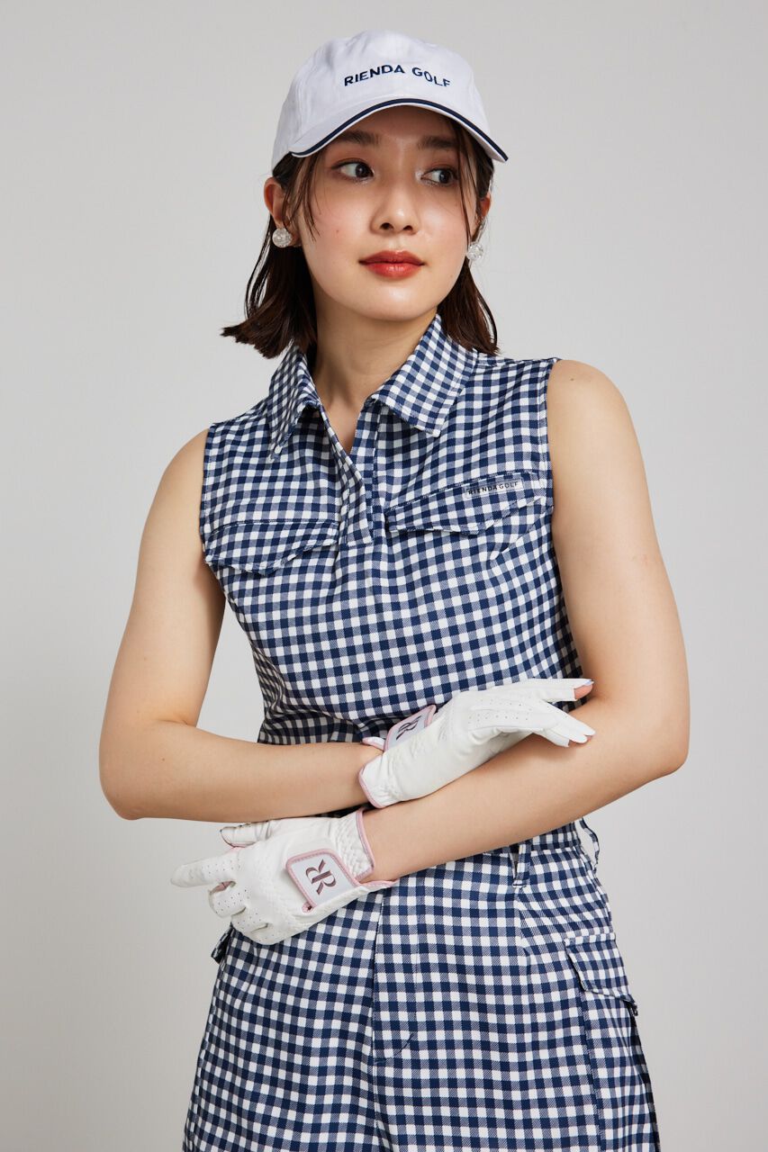 rienda「ギンガムチェックノースリTOP」|タンクトップ|