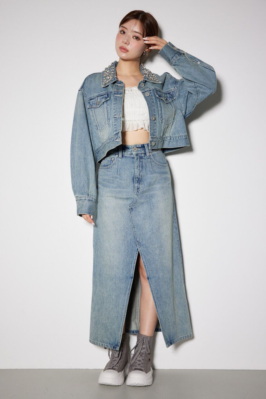 rienda「ビジューカラーＧジャン」|デニムジャケット|