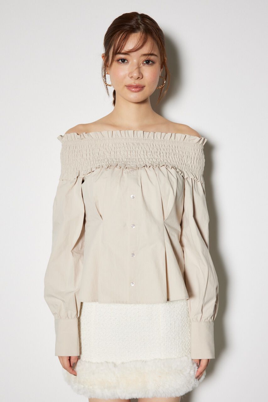 rienda「シャーリングオフショルトップス」|シャツ・ブラウス|