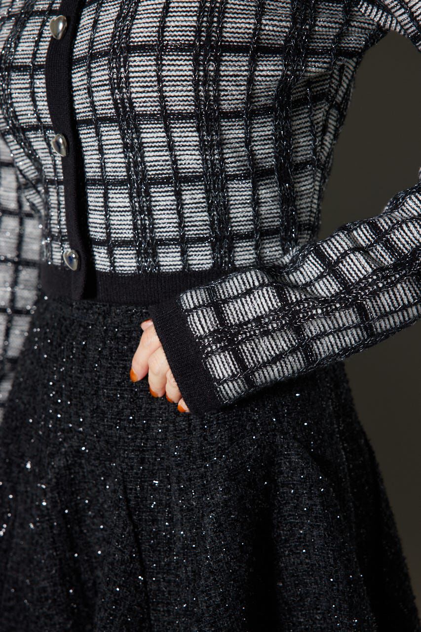 rienda「2WAYチェックニットカーディガン」|ニット・セーター|