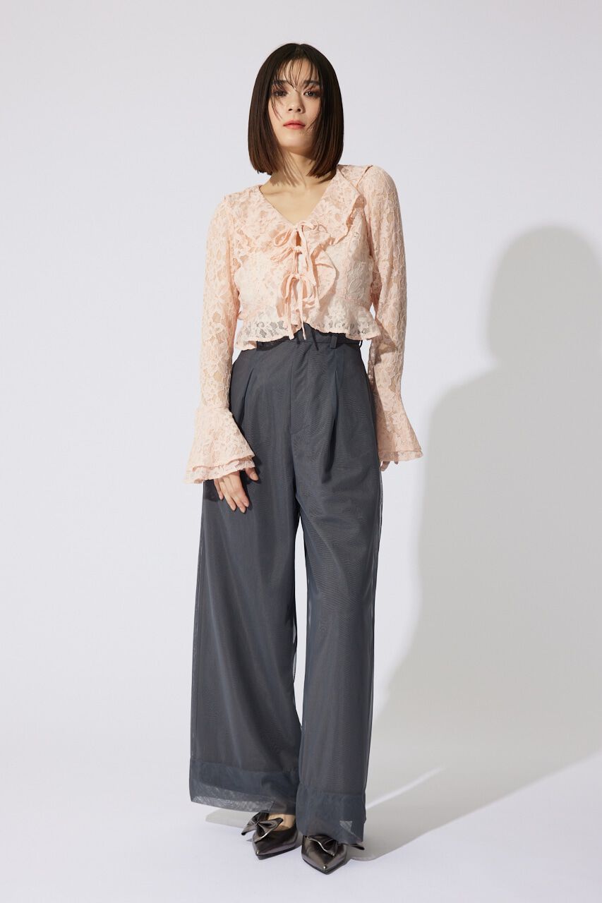 rienda「フロントフリル2WAYレースブラウス」|シャツ・ブラウス|