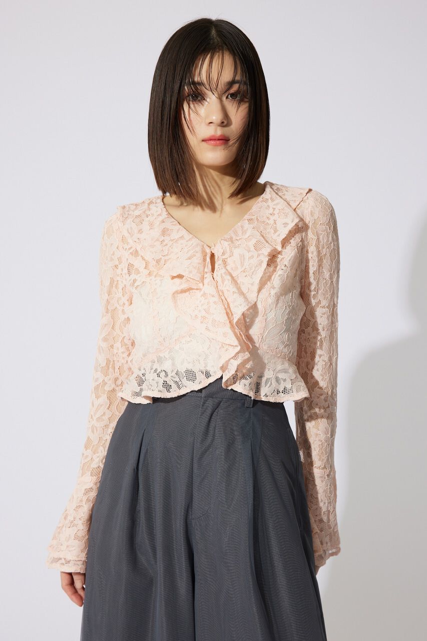 rienda「フロントフリル2WAYレースブラウス」|シャツ・ブラウス|