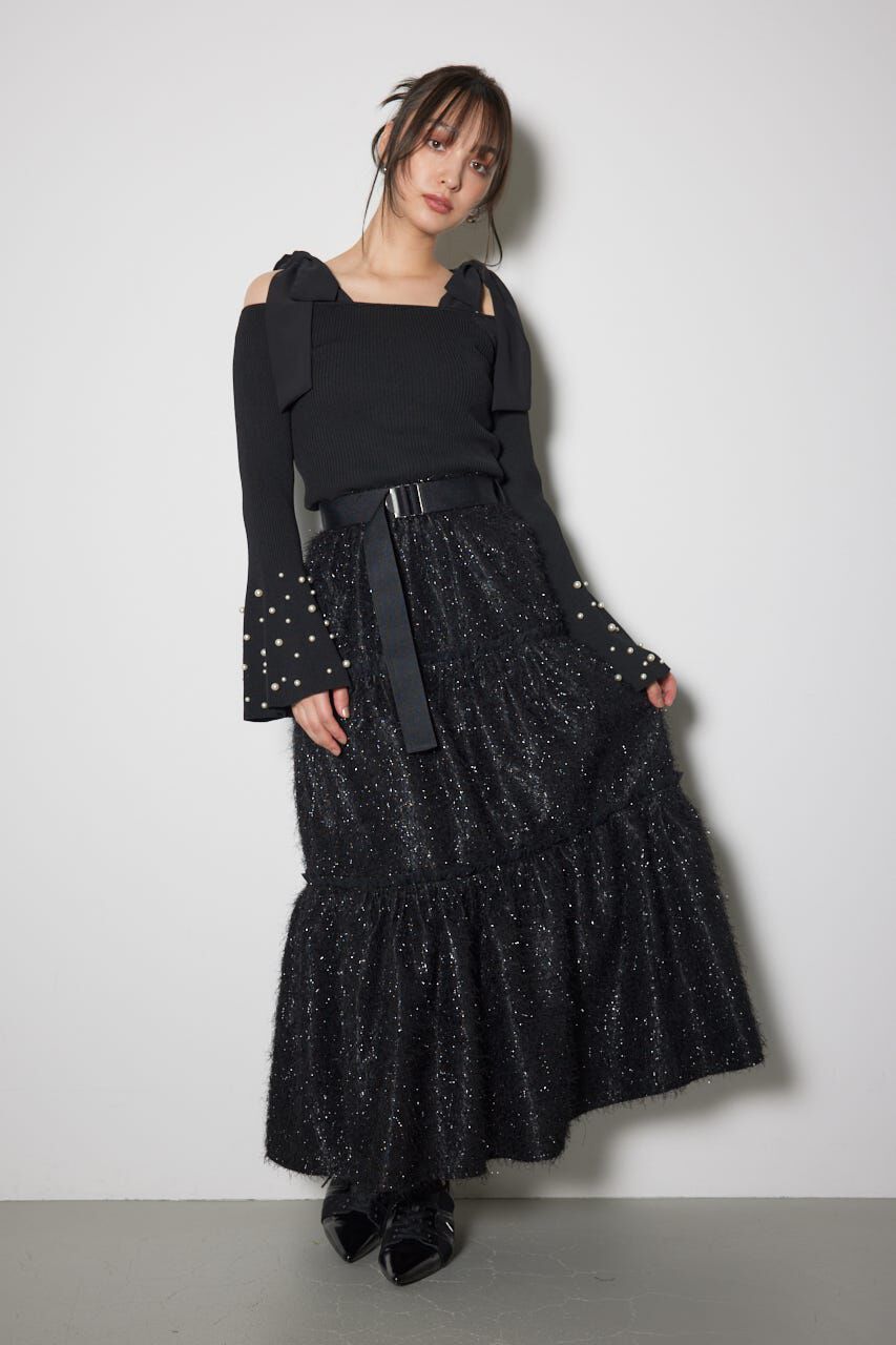 rienda「リボンオフショルダーニットトップス」|ニット・セーター|