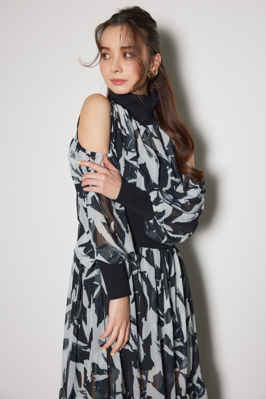 rienda「knitコンビスリットフレアワンピース」|ワンピース|