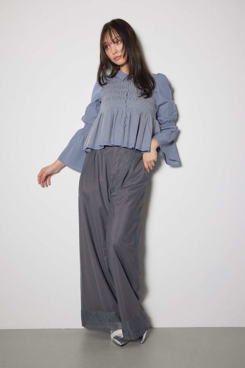 rienda「シャーリングフリルチュールブラウス」|ワンピース|