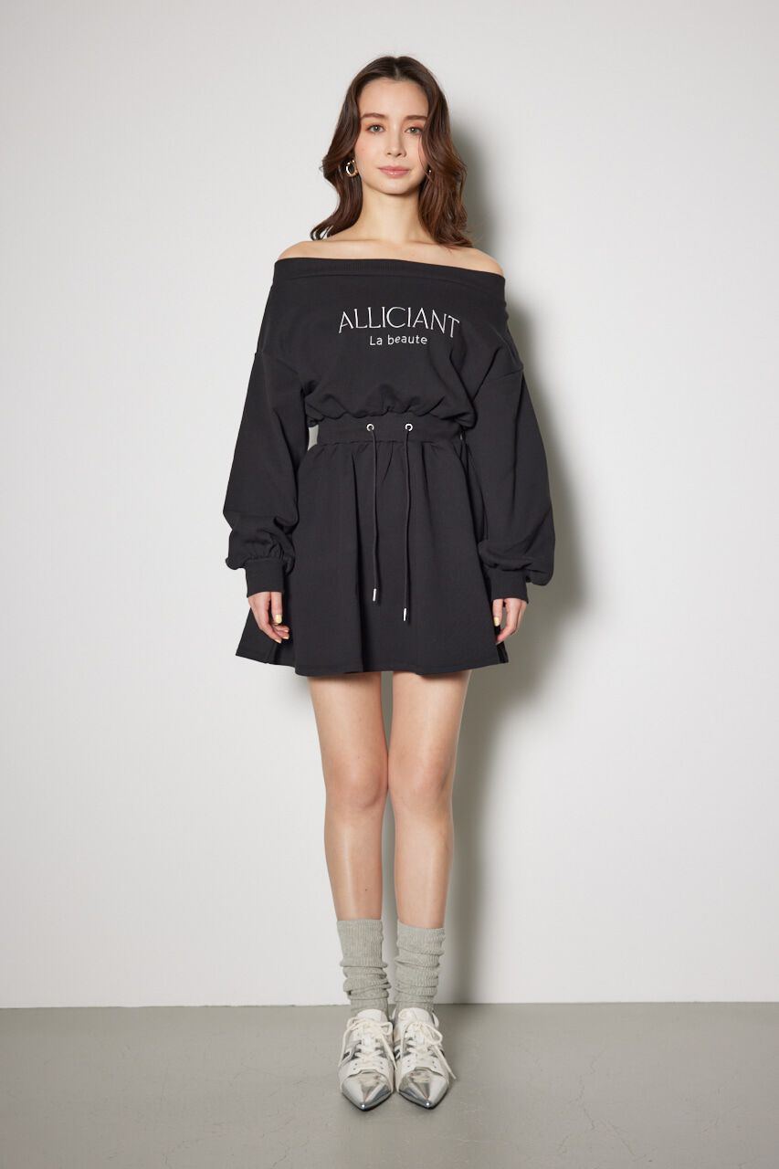 rienda「オフショルダースウェットミニフレアワンピース」|ワンピース|