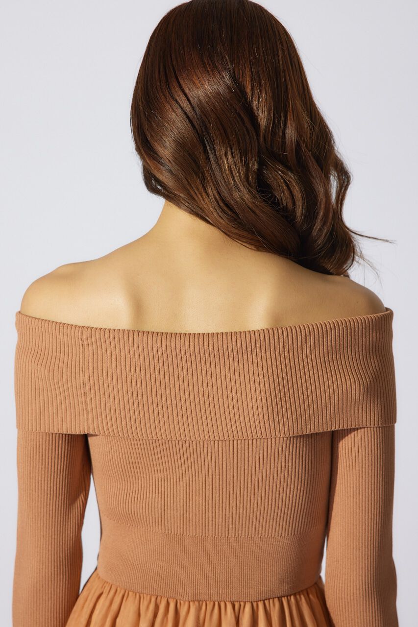 rienda「オフショルダーチュールドッキングワンピース」|ワンピース|