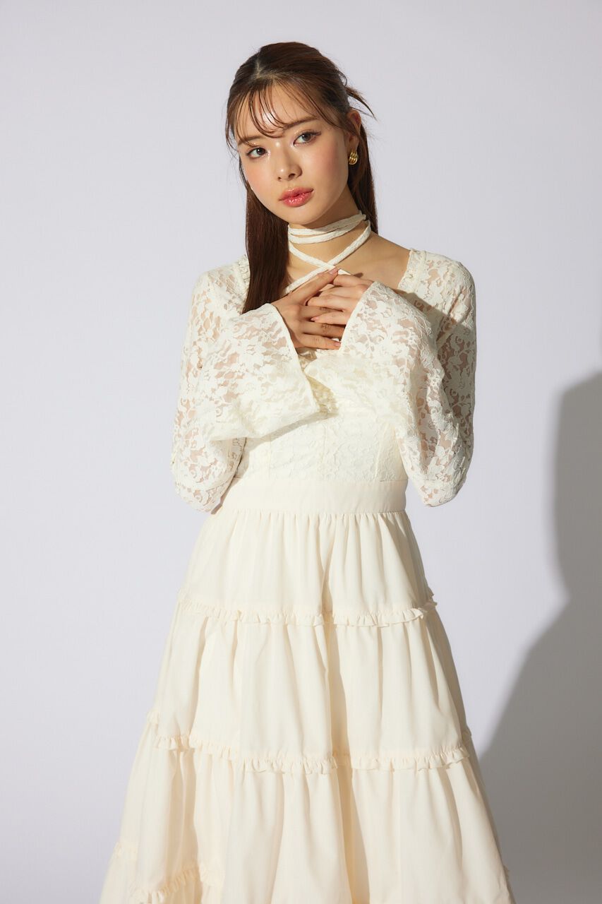 rienda「レーストップコンビフレアワンピース」|ワンピース|