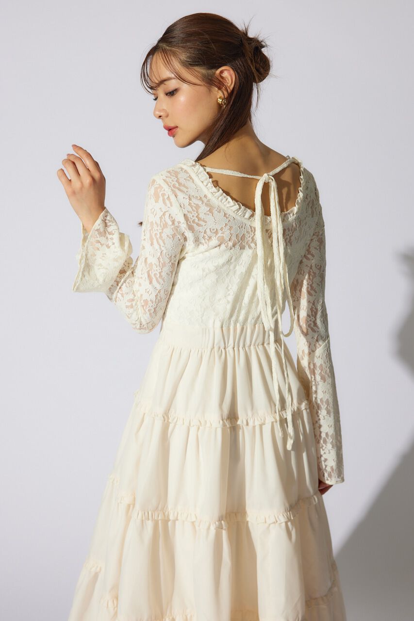 rienda「レーストップコンビフレアワンピース」|ワンピース|