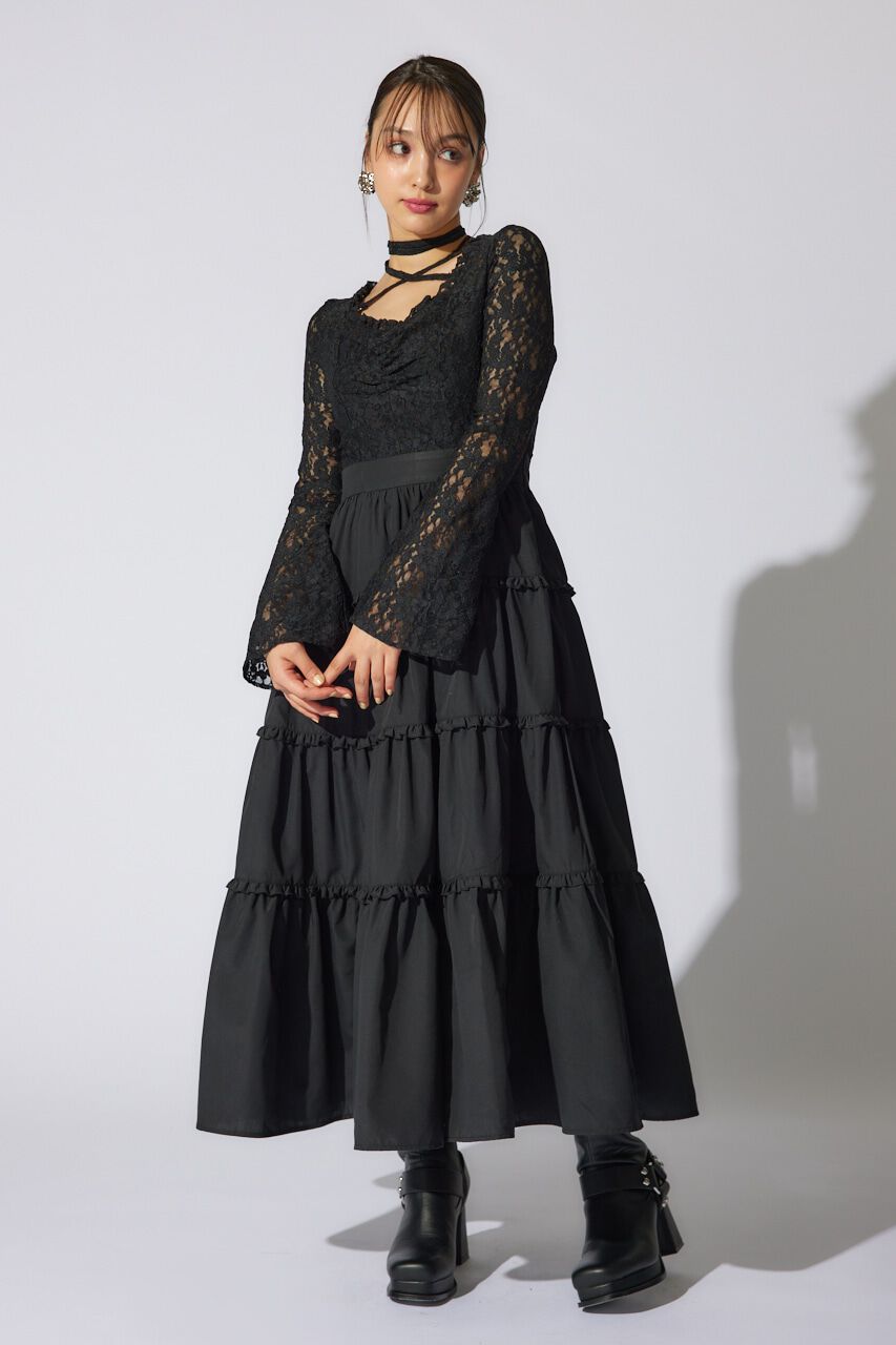 rienda「レーストップコンビフレアワンピース」|ワンピース|