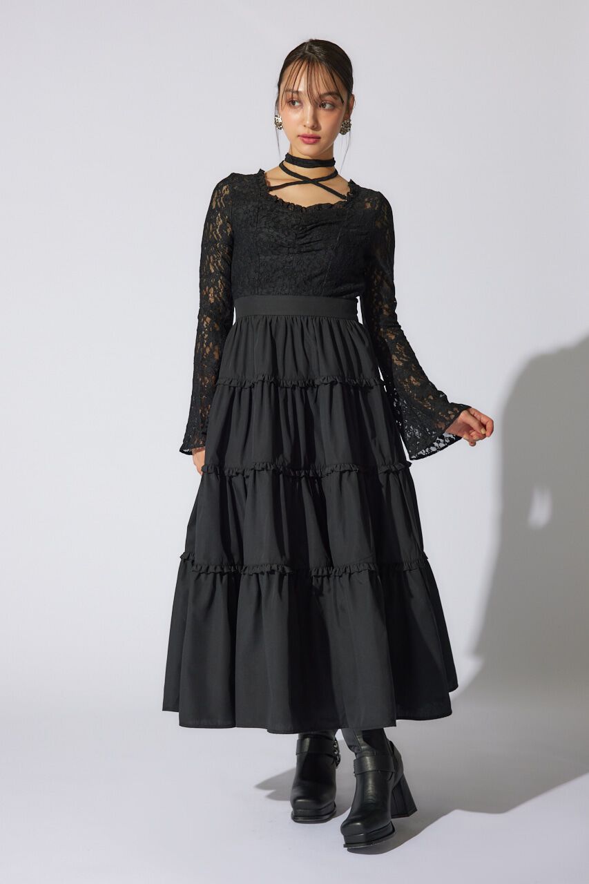 rienda「レーストップコンビフレアワンピース」|ワンピース|