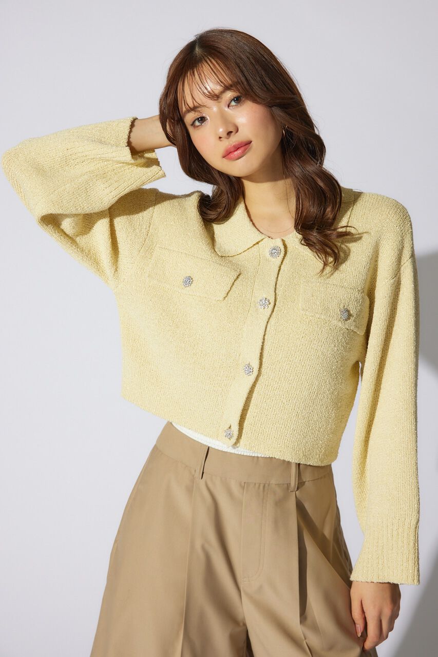 rienda「ビジューニットジャケット」|その他|YEL