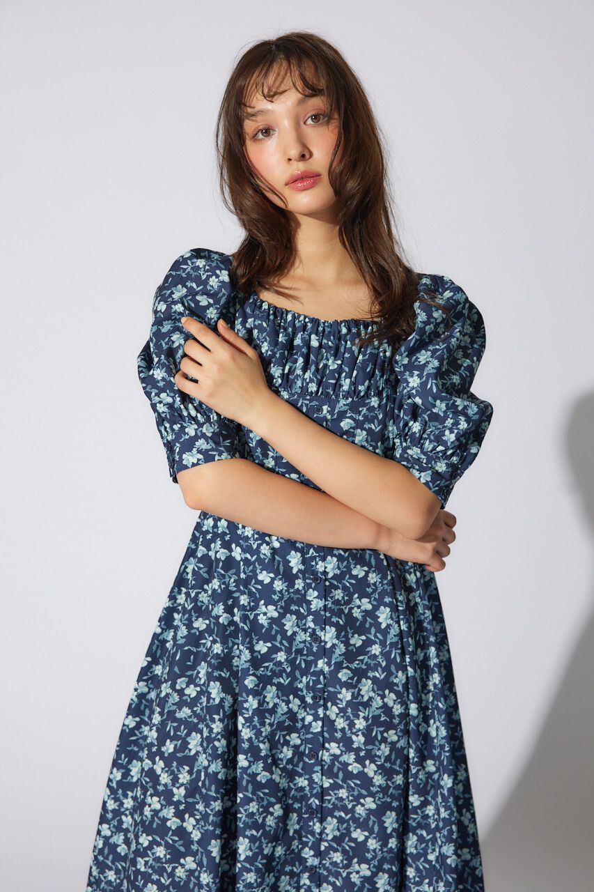 rienda「バストギャザーデザインフレアワンピース」|ワンピース|