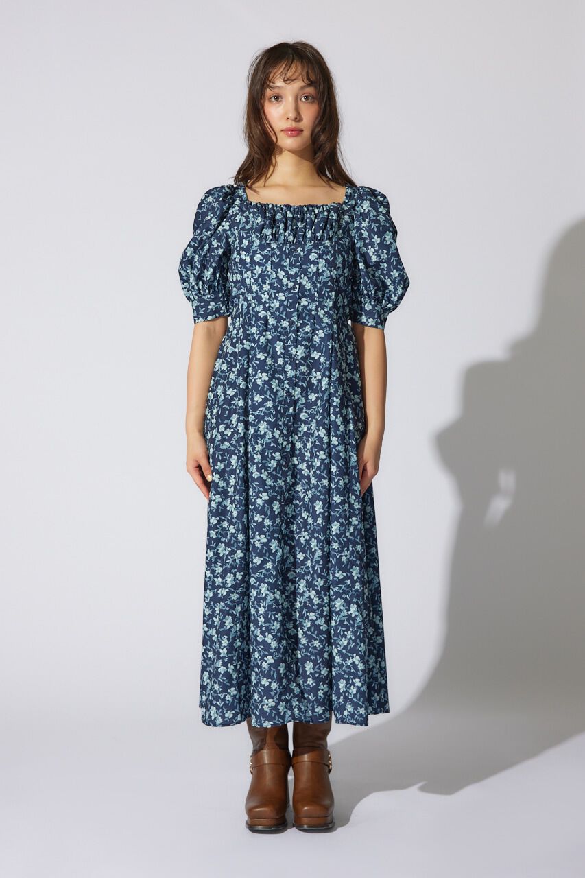 rienda「バストギャザーデザインフレアワンピース」|ワンピース|