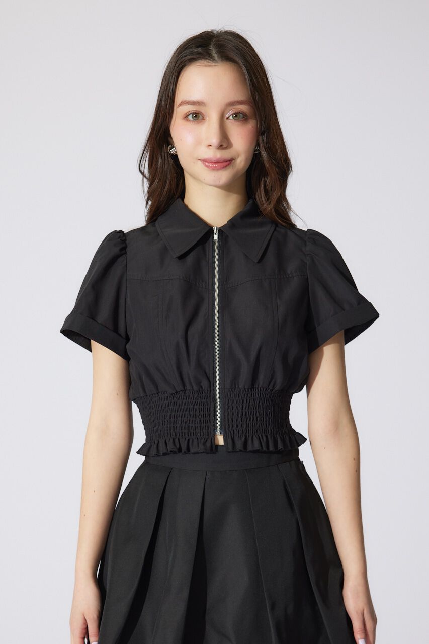 rienda「ウエストシャーリングZIPブラウス」|シャツ・ブラウス|