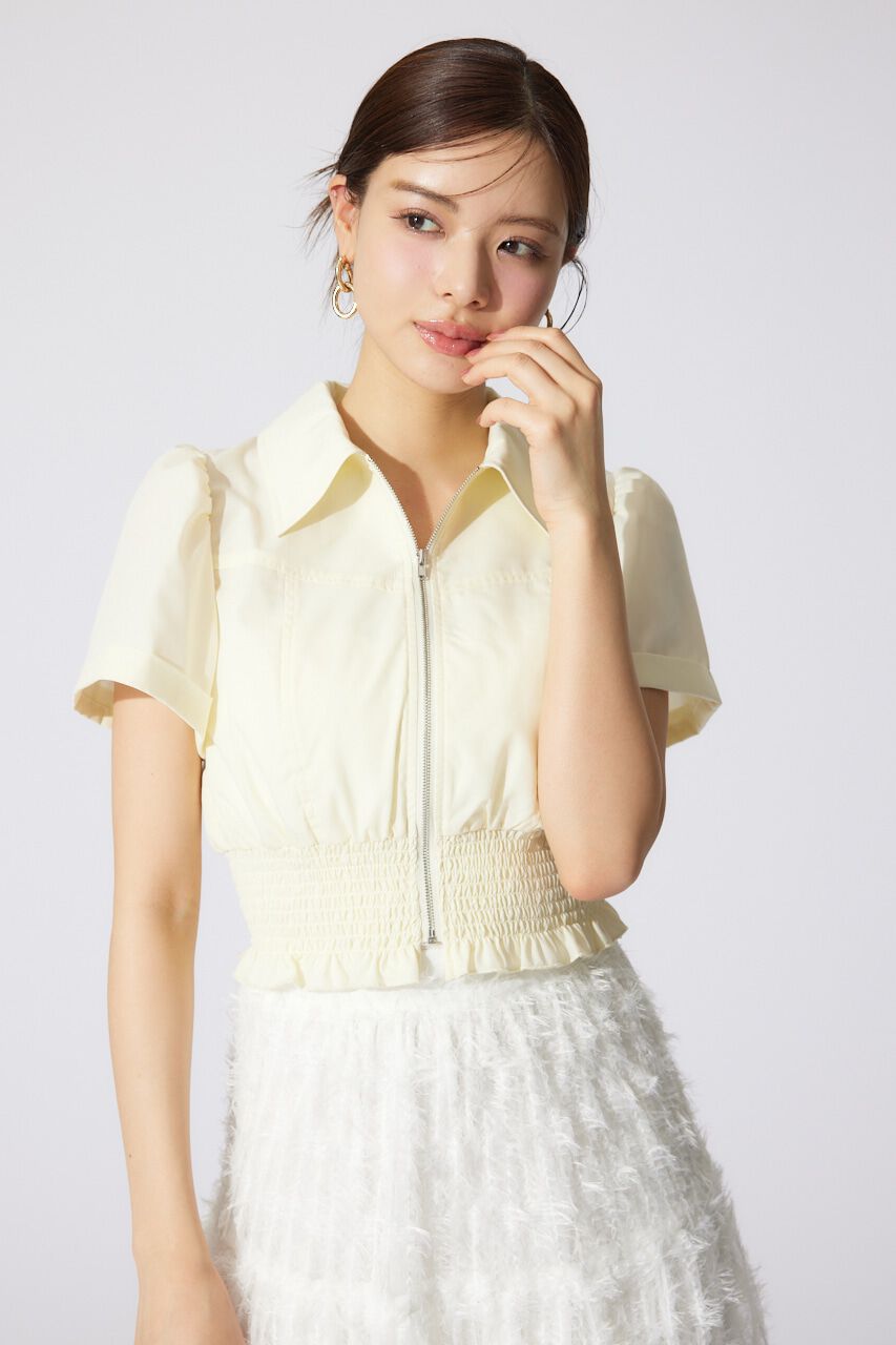 rienda「ウエストシャーリングZIPブラウス」|シャツ・ブラウス|