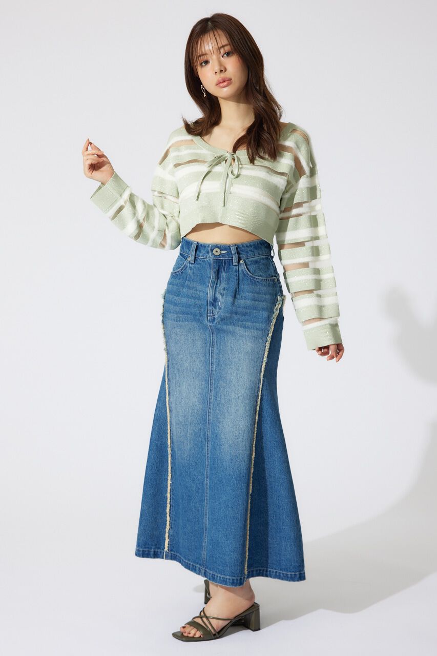 rienda「シアーボーダーニットカーディガン」|カーディガン|