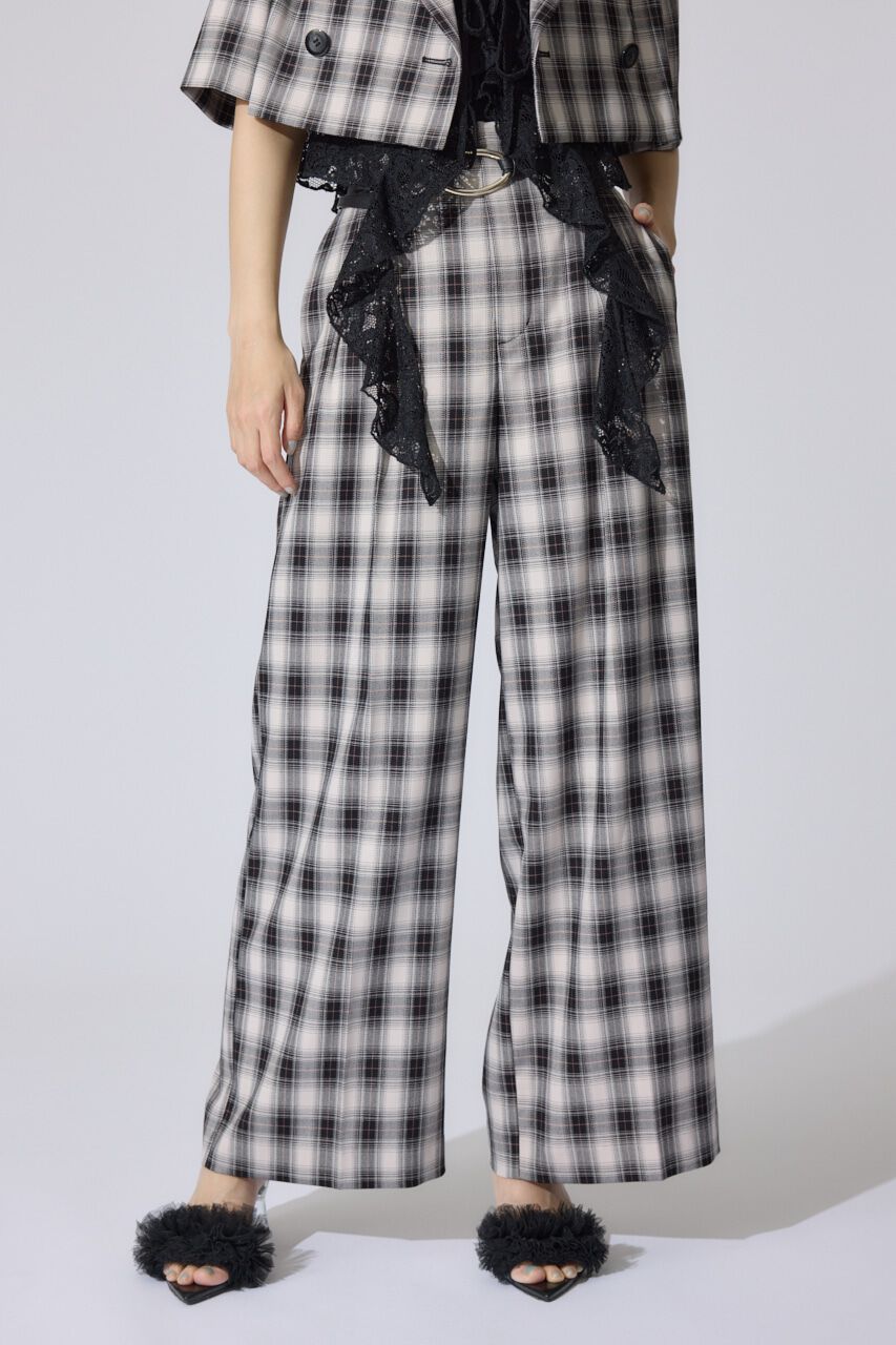 rienda「チェックワイドタックベルト付きジャストウエストパンツ」|その他|Multi_1