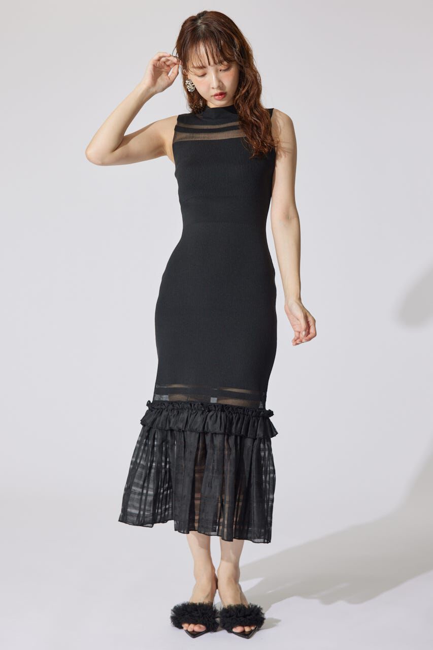 rienda「ティアードフリルシアーマーメイドニットワンピース」|ワンピース|