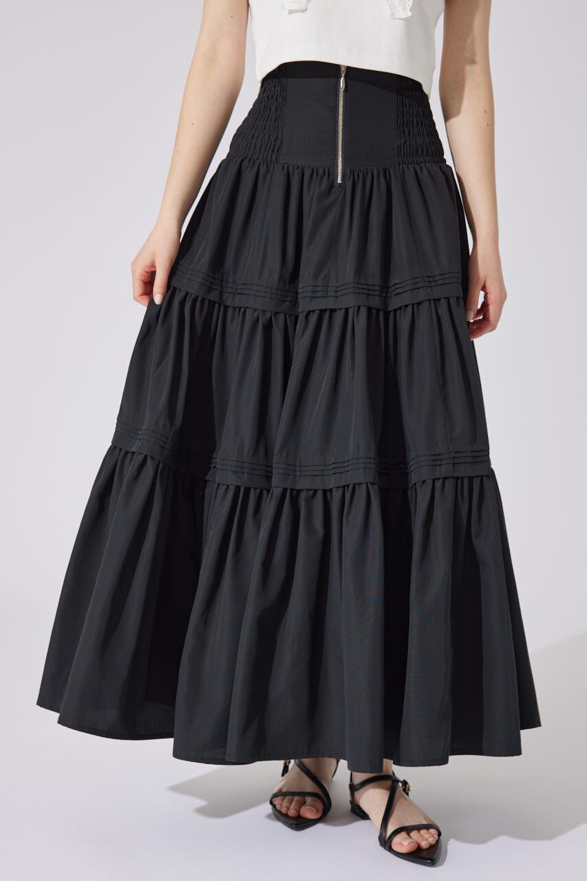 rienda「ウエストシャーリングタックデザインフレアスカート」|スカート|