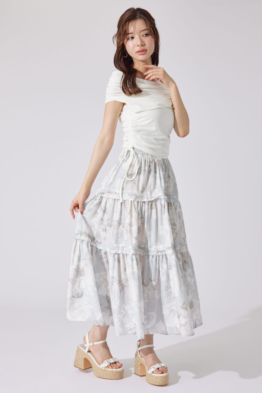 rienda「ウエストシャーリングタックデザインフレアスカート」|スカート|