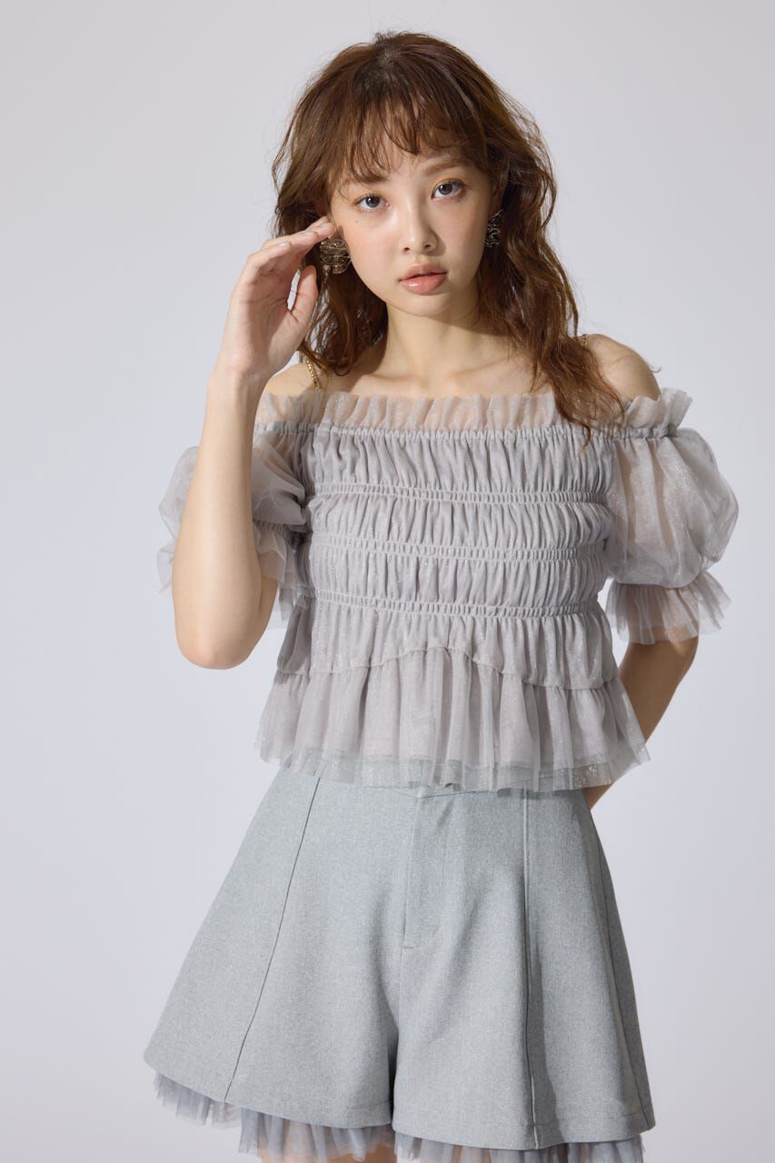 rienda「シアーオフショルショートスリーブブラウス」|シャツ・ブラウス|