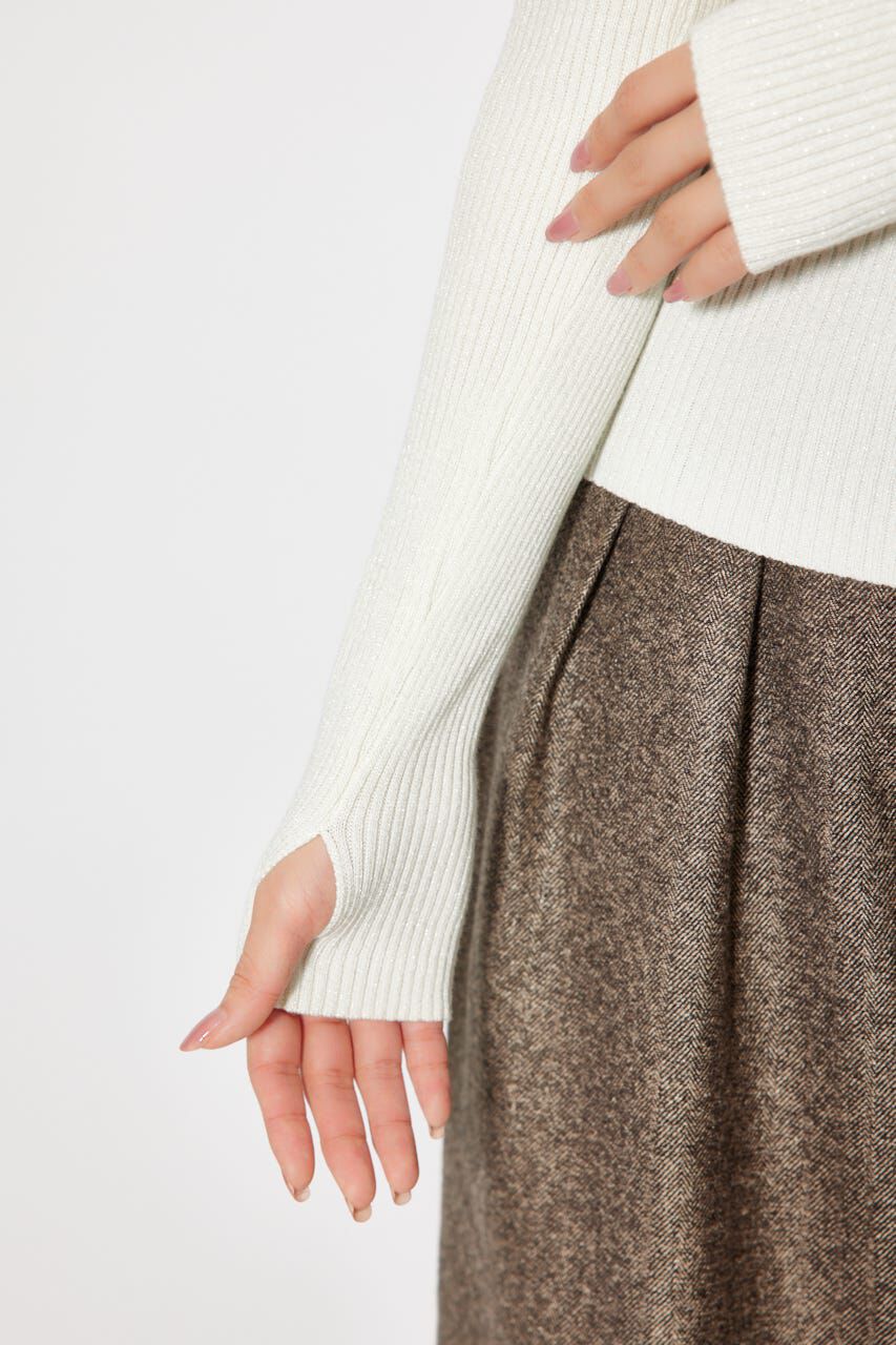 rienda「サムホール付きウォッシャブルハイネックニットトップス」|ニット・セーター|