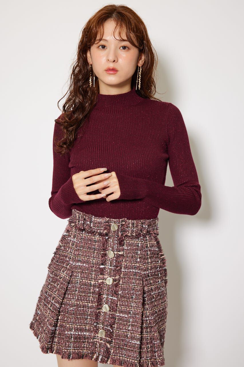 rienda「サムホール付きウォッシャブルハイネックニットトップス」|ニット・セーター|