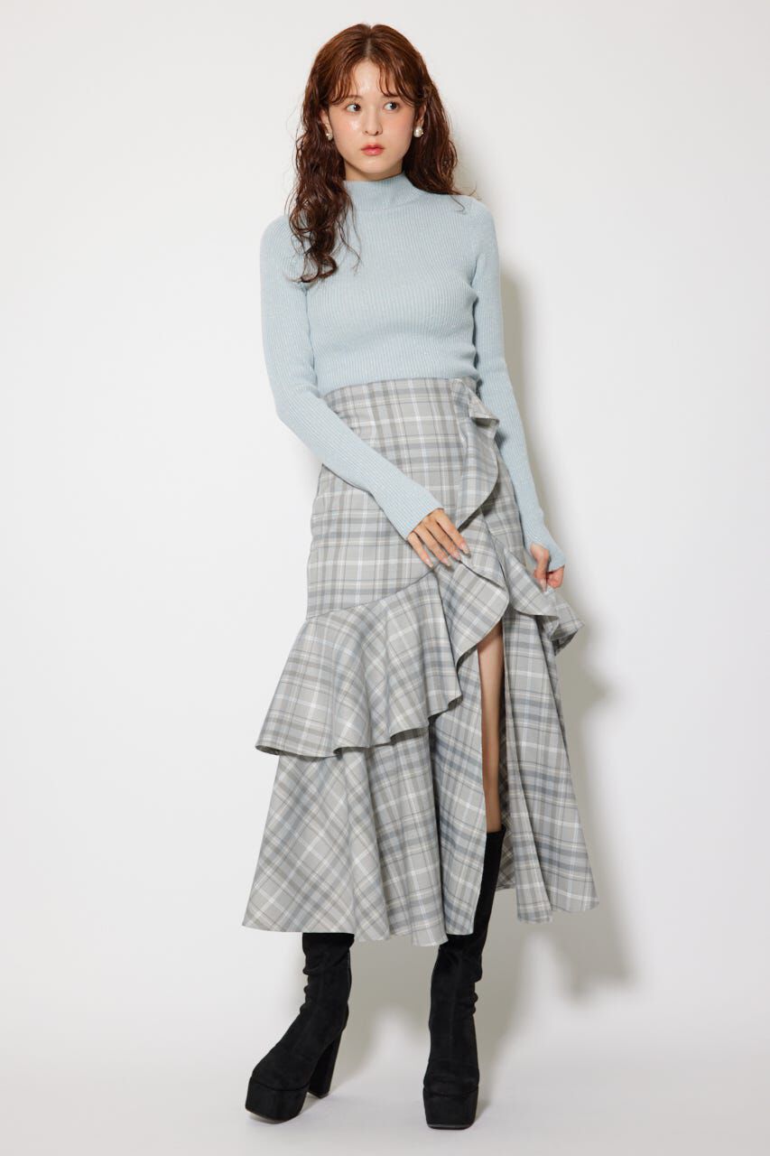 rienda「サムホール付きウォッシャブルハイネックニットトップス」|ニット・セーター|