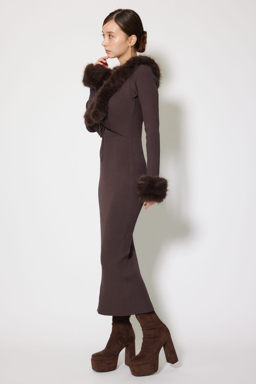 rienda「フェイクファーレディーニットワンピース」|ワンピース|